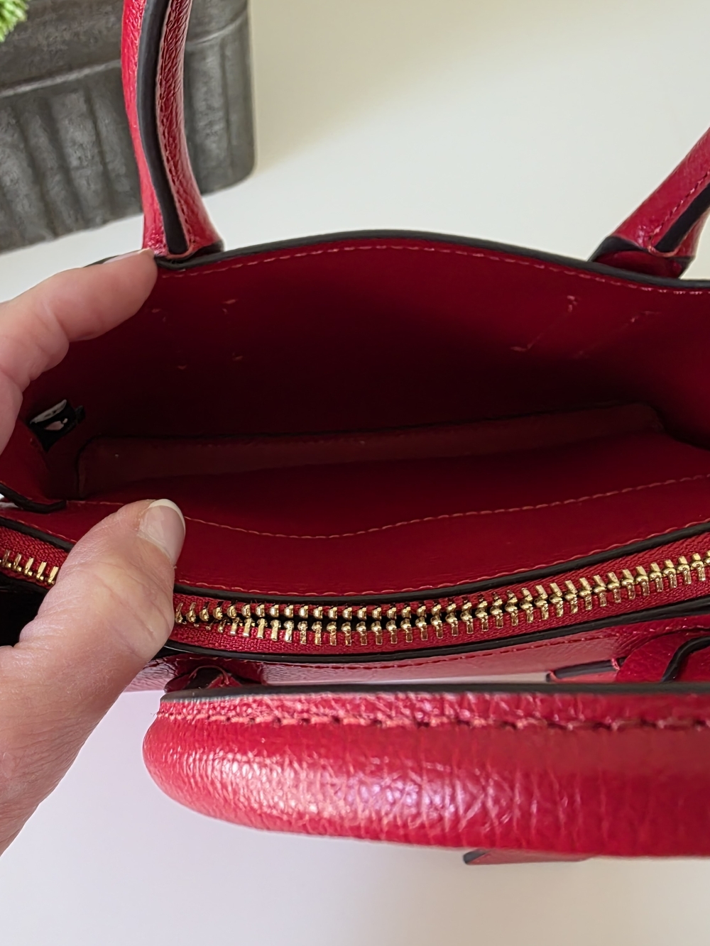 Kate Spade Margaux Mini Satchel Crossbody Hot Chili Red Textured Leather - Picture 13 of 14